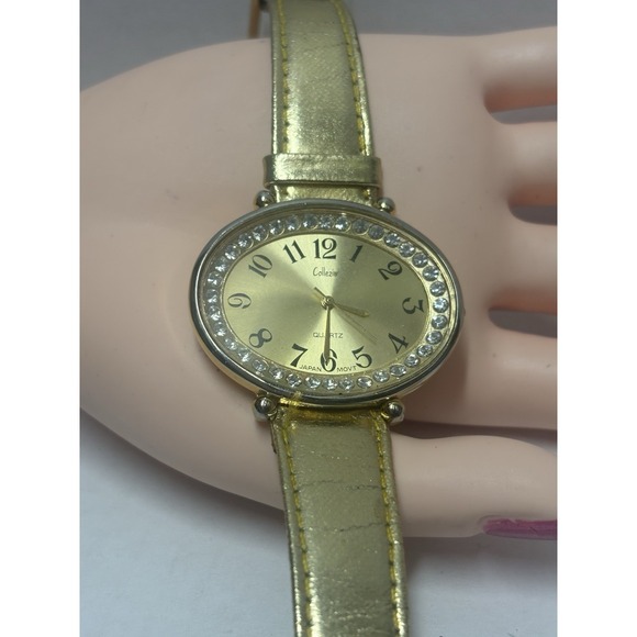 Watch Gold Tone Collezio Elegant Quartz Stainless Steel Back Needs Battery - Picture 3 of 12